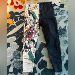 Hand painted banana republic high rise skinny jeans